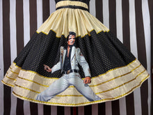 Load image into Gallery viewer, Elvis fan art gold star skirt