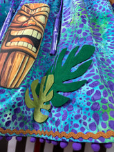 Load image into Gallery viewer, Tiki terrific purple blues and greens inspired skirt