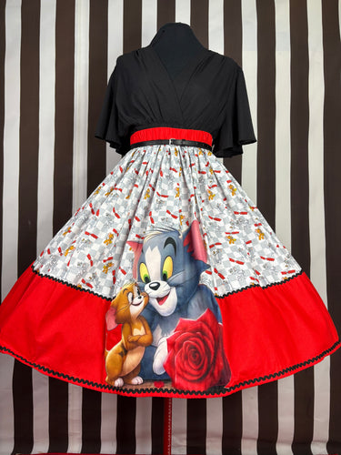 Tom and Jerry inspired check skirt
