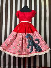 Load image into Gallery viewer, Pink and red floral black poodle skirt