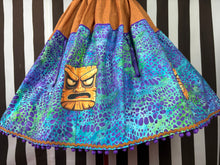 Load image into Gallery viewer, Tiki terrific purple blues and greens inspired skirt