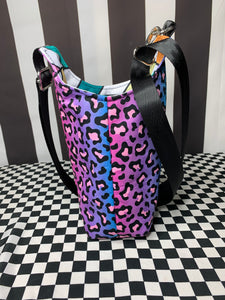 Bright leopard print drink bottle crossbody bag
