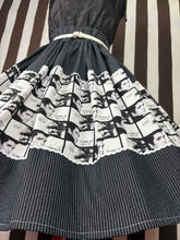 Load image into Gallery viewer, Elvis fan art black and white pinstripe skirt