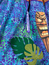 Load image into Gallery viewer, Tiki terrific purple blues and greens inspired skirt