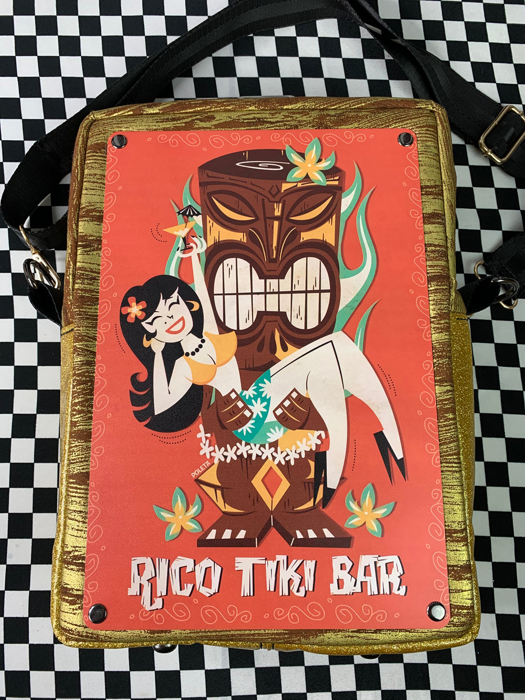 Rico tiki bar Tin sign crossbody bag