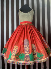 Load image into Gallery viewer, Red and gold ombré tiki skirt