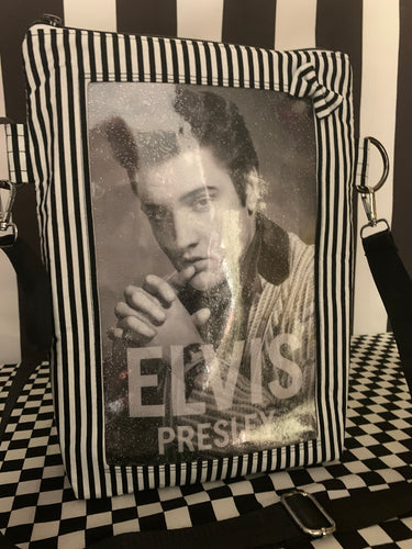 Elvis black and white fan art frame it crossbody bag