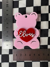 Load image into Gallery viewer, Pink teddy Elvis fan art brooch