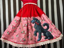 Load image into Gallery viewer, Pink and red floral black poodle skirt