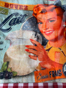 Vintage milk advertising wristlet bag
