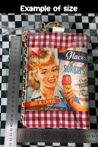 Vintage sorbet advertising wristlet bag