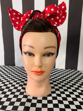 Load image into Gallery viewer, Red polka dots wired headbands