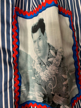 Load image into Gallery viewer, Elvis in Hawaii fan art blue and white stripe skirt