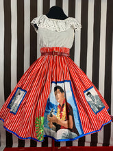 Load image into Gallery viewer, Elvis in Hawaii fan art  red and white stripe skirt