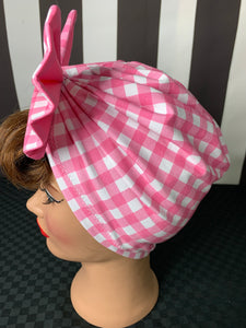 Pink gingham head wrap