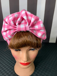 Pink gingham head wrap