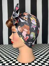 Load image into Gallery viewer, Beetlejuice fan art black cartoon head wrap