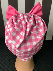 Pink gingham head wrap