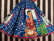 Load image into Gallery viewer, Elvis in Hawaii fan art blue polka dot skirt