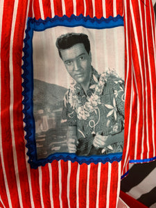 Elvis in Hawaii fan art  red and white stripe skirt