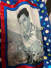 Load image into Gallery viewer, Elvis in Hawaii fan art blue polka dot skirt