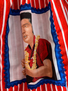Elvis in Hawaii fan art  red and white stripe skirt