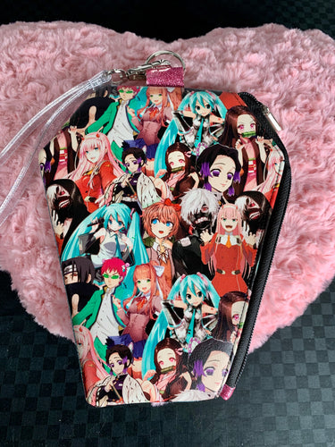 Anime & aqua wristlet bag