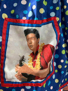 Elvis in Hawaii fan art blue polka dot skirt