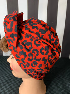 Red Leopard print head wrap