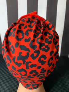 Red Leopard print head wrap