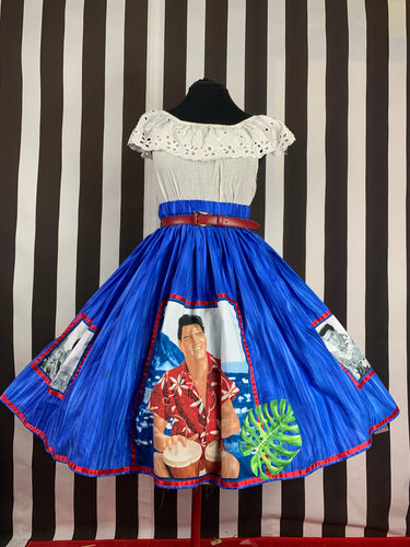 Elvis in Hawaii fan art blue skirt