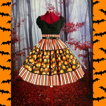 Load image into Gallery viewer, Pumpkin &amp; stripes Halloween skirt