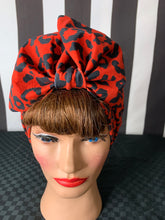 Load image into Gallery viewer, Red Leopard print head wrap