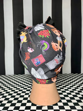Load image into Gallery viewer, Beetlejuice fan art black cartoon head wrap