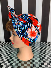 Load image into Gallery viewer, Blue hibiscus head wrap